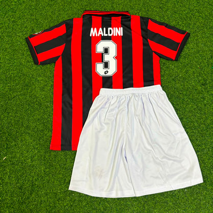 AC Milan 1996-1997 Paolo Maldini Home Retro Kids Football Jersey
