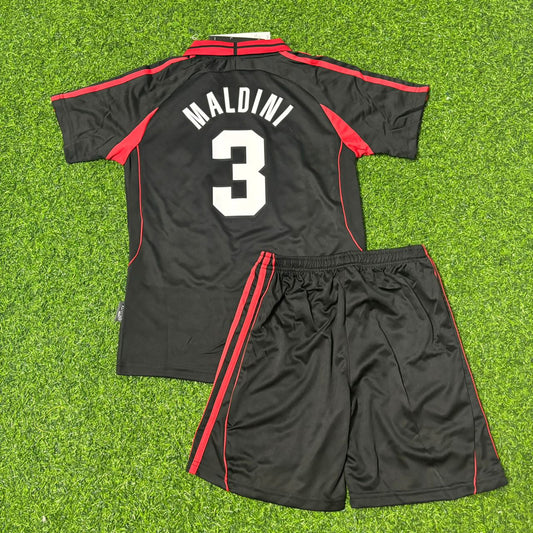 Paolo Maldini #3 AC Milan 2000-2001 Black Away Kids Retro Football Jersey