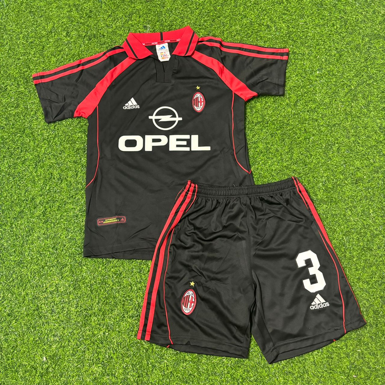 Paolo Maldini #3 AC Milan 2000-2001 Black Away Kids Retro Football Jersey
