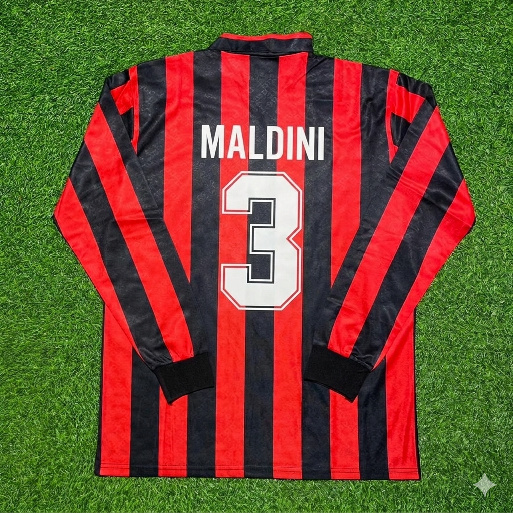 Paolo Maldini #3 AC Milan 1989-1990 Retro Long Sleeve Football Jersey Kit