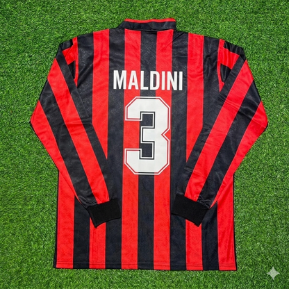 Paolo Maldini #3 AC Milan 1989-1990 Retro Long Sleeve Football Jersey Kit