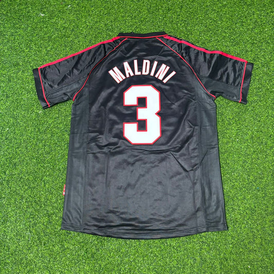 Paolo Maldini AC Milan 1998-1999 Black Retro Football Jersey Kit