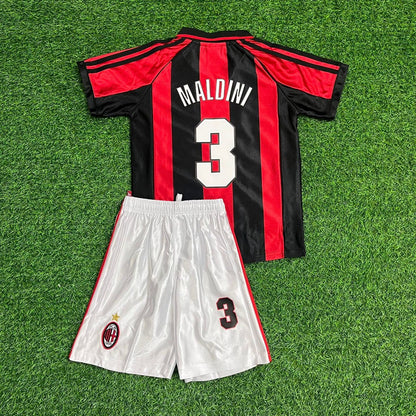 Paolo Maldini AC Milan 1998 1999 Retro Kids Soccer Kids Football Jersey Kit