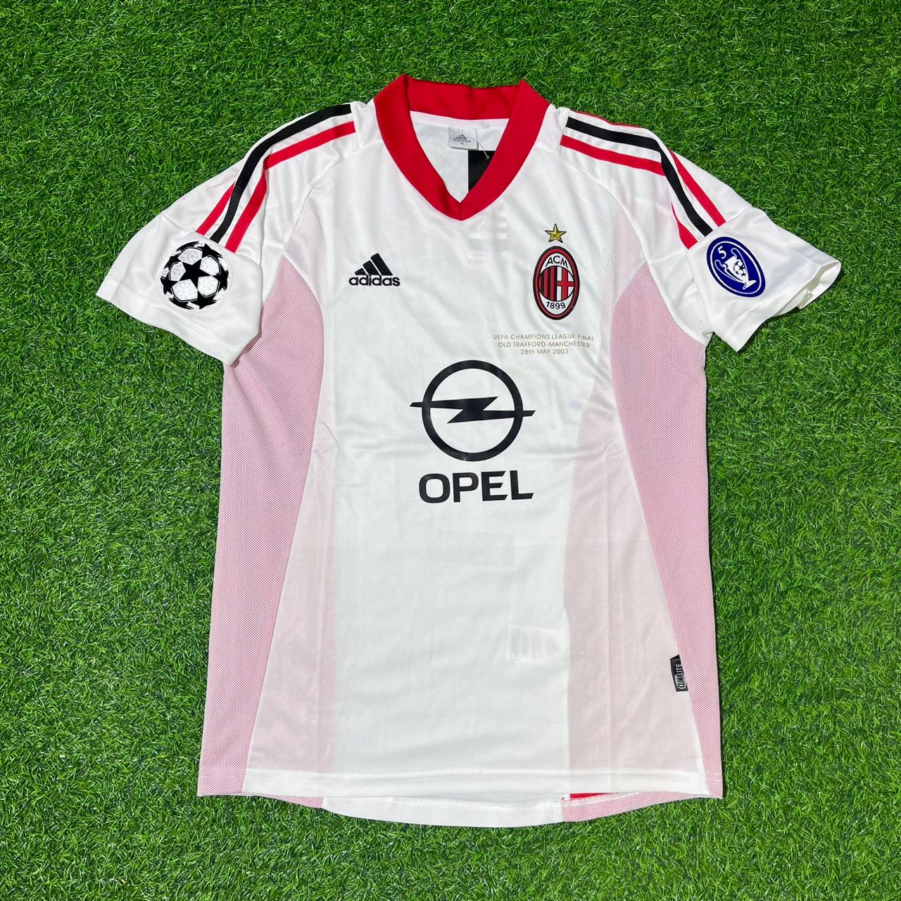 Paolo Maldini AC Milan 2003 Champions League Final Old Trafford White Retro Football Jersey