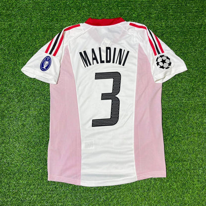 Paolo Maldini AC Milan 2003 Champions League Final Old Trafford White Retro Football Jersey