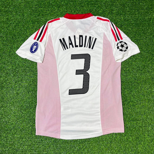 Paolo Maldini AC Milan 2003 Champions League Final Old Trafford White Retro Football Jersey