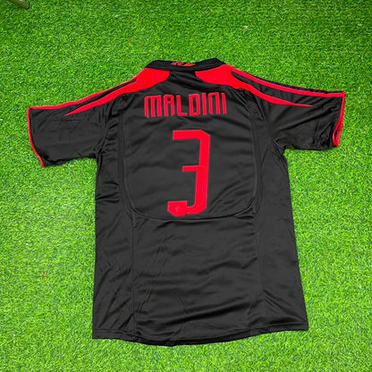 Paolo Maldini AC Milan 2007-2008 Black Retro Third Football Jersey Kit
