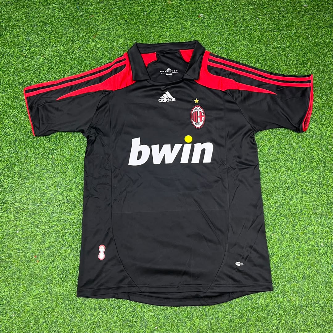 Paolo Maldini AC Milan 2007-2008 Black Retro Third Football Jersey Kit