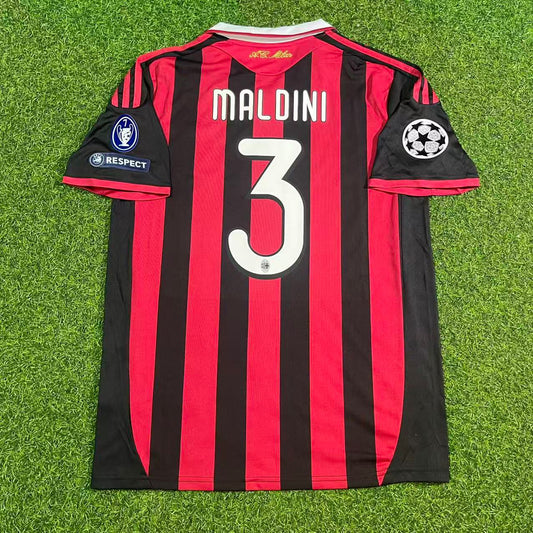 Paolo Maldini AC Milan 2008-2009 Final Season Home Retro Football Jersey Kit