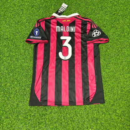 Paolo Maldini AC Milan 2008-2009 Final Season Kids Home Retro Football Jersey Kit