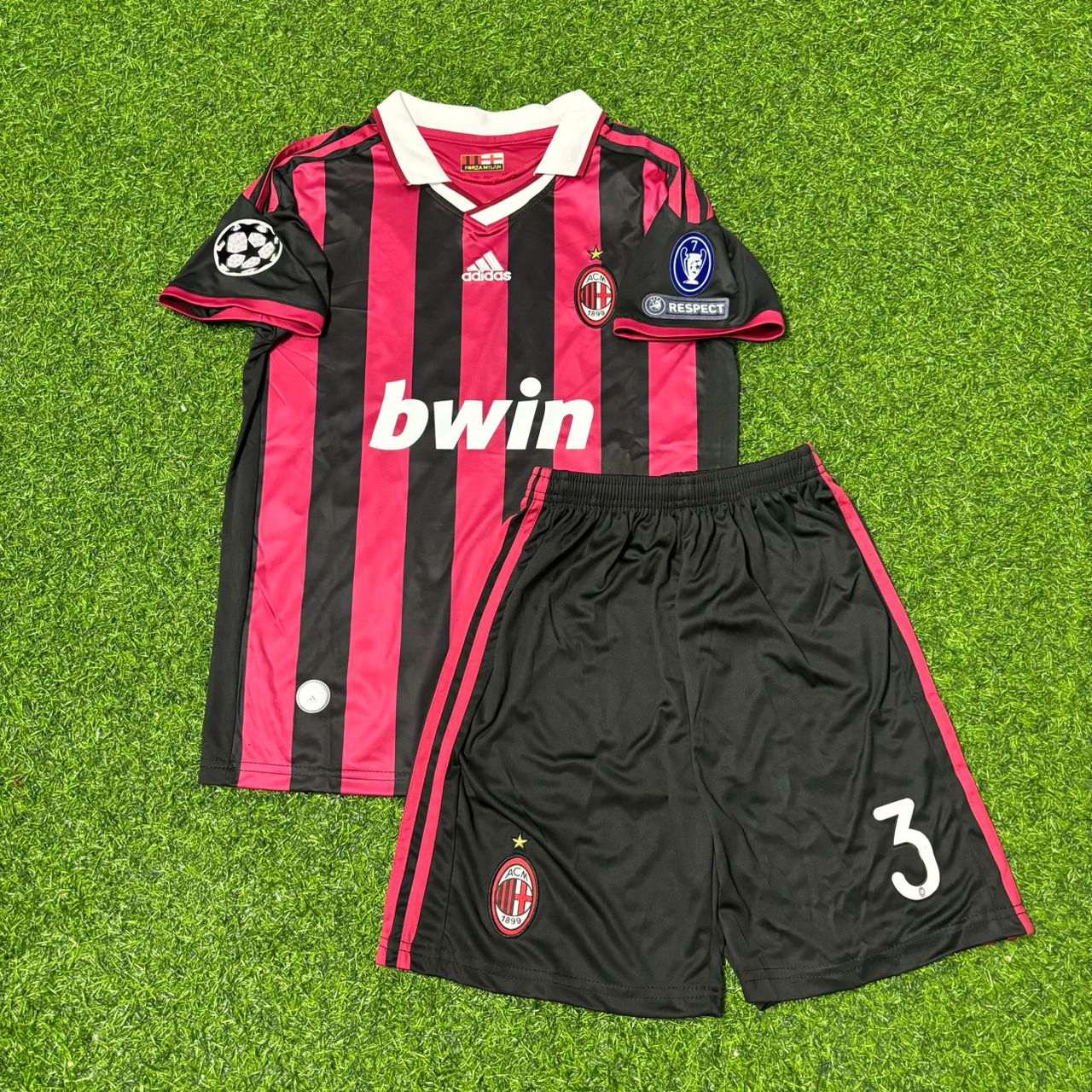Paolo Maldini AC Milan 2008-2009 Final Season Kids Home Retro Football Jersey Kit