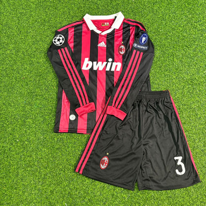 Paolo Maldini AC Milan 2008-2009 Final Season Kids Long Sleeve Home Retro Football Jersey Kit