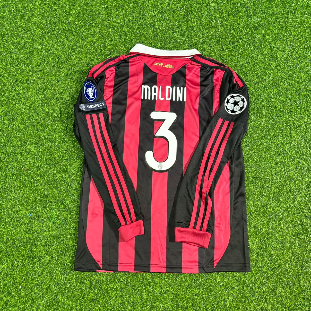Paolo Maldini AC Milan 2008-2009 Final Season Long Sleeve Home Retro Football Jersey Kit