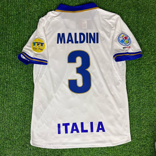 Paolo Maldini Italy EURO 1996 White Retro Jersey