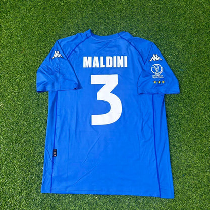 Italy World Cup 2002 Paolo Maldini #3 Home Retro Football Jersey