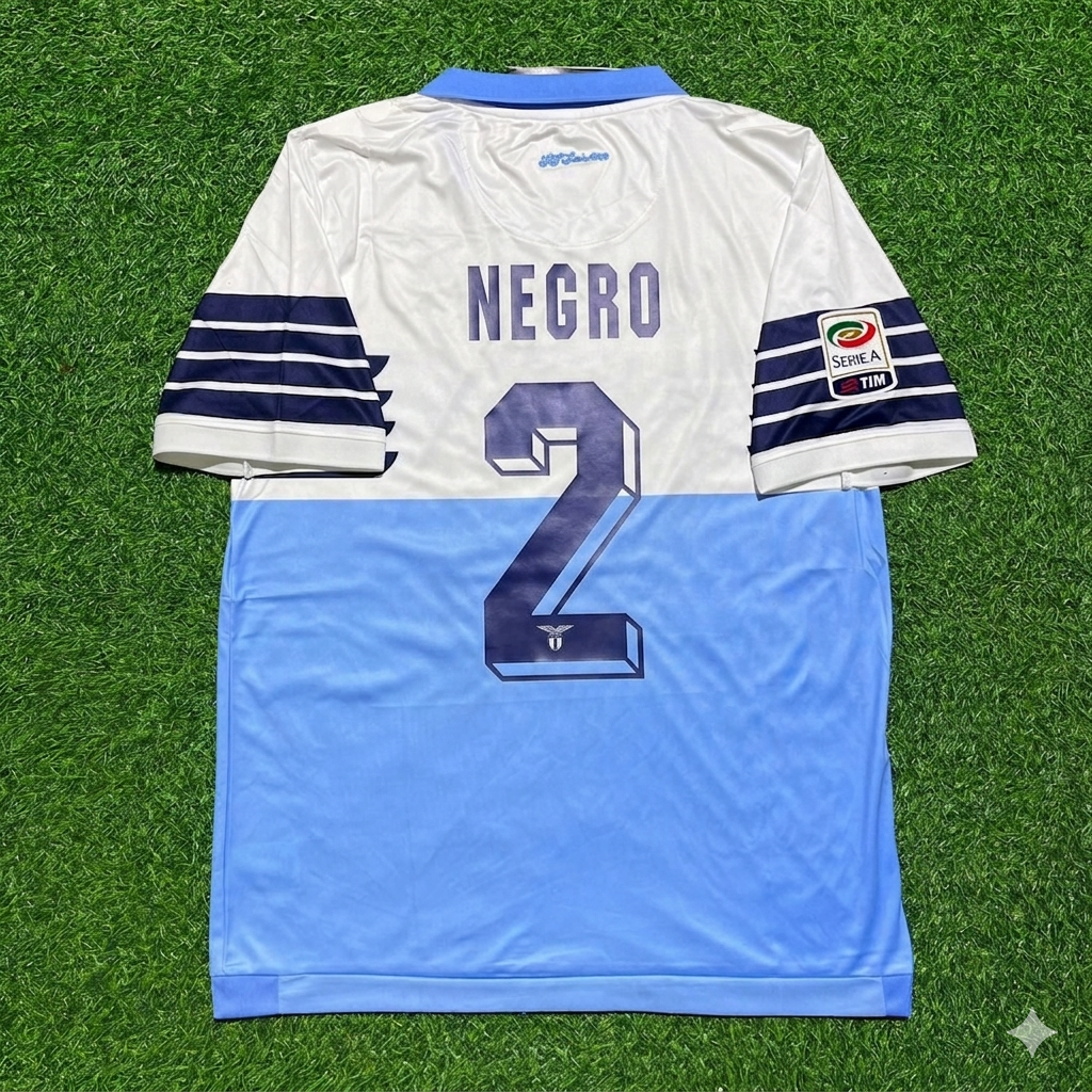 Paolo Negro #2 Lazio White Blue Retro Home Football Jersey Kit