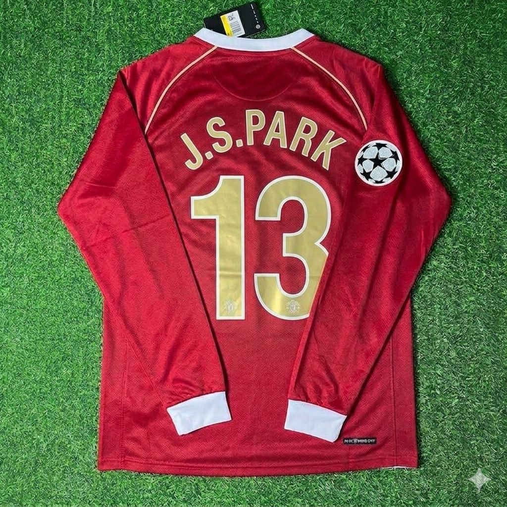 Park Ji-sung #13 Manchester United 2006 2007 Red Golden Football Jersey