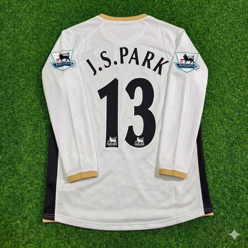 Park Ji-sung #13 Manchester United 2006-2007 White Retro Long Sleeve Football Jersey Kit