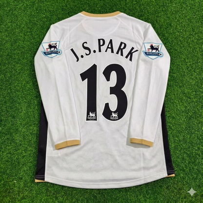 Park Ji-sung #13 Manchester United 2006-2007 White Retro Long Sleeve Football Jersey Kit