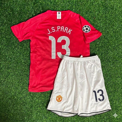 Park Ji-sung #13 Manchester United 2008 Final Kids Children Home Football Jersey Kit