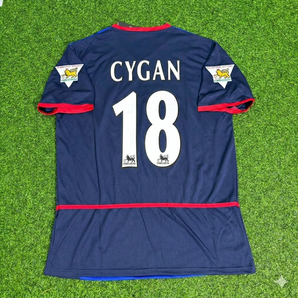 Pascal Cygan 18- Arsenal 2002-2004 Black Blue o2 Retro Football Jersey Kit