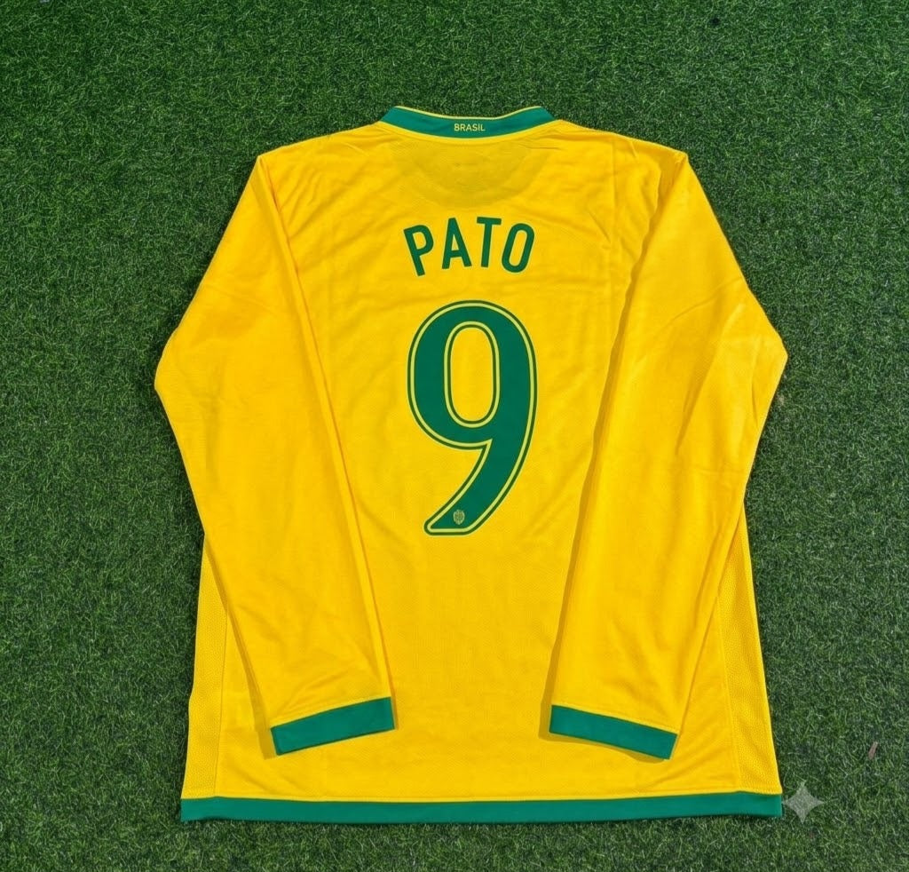 Alexandre Pato #9 Brazil Long Sleeve Retro Football Jersey Kit