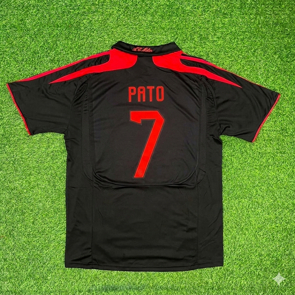 Alexandre Pato AC Milan 2007-2008 Black Retro Third Football Jersey Kit