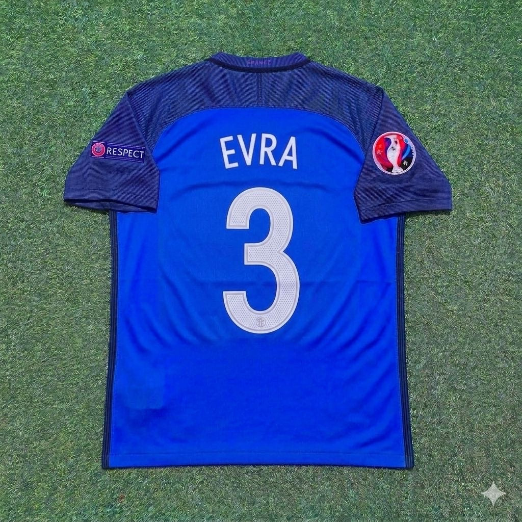 France EURO 2016 Patrice Evra #3 Home Retro Football Jersey