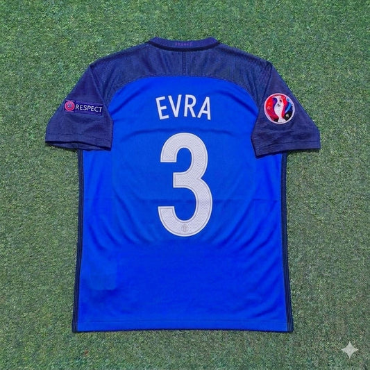 France EURO 2016 Patrice Evra #3 Home Retro Football Jersey