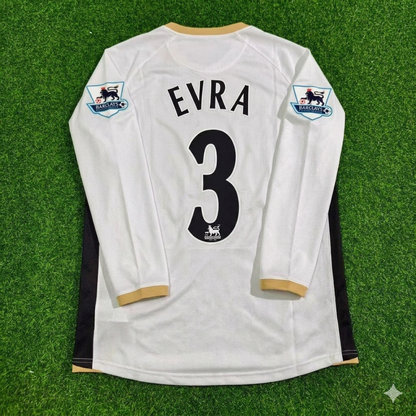 Patrice Evra #3 Manchester United 2006-2007 White Retro Long Sleeve Football Jersey Kit