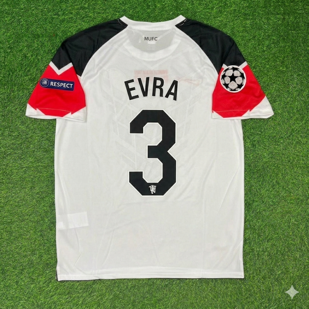 Patrice Evra #3 Manchester United 2011 Champions League Final White Football Jersey Kit