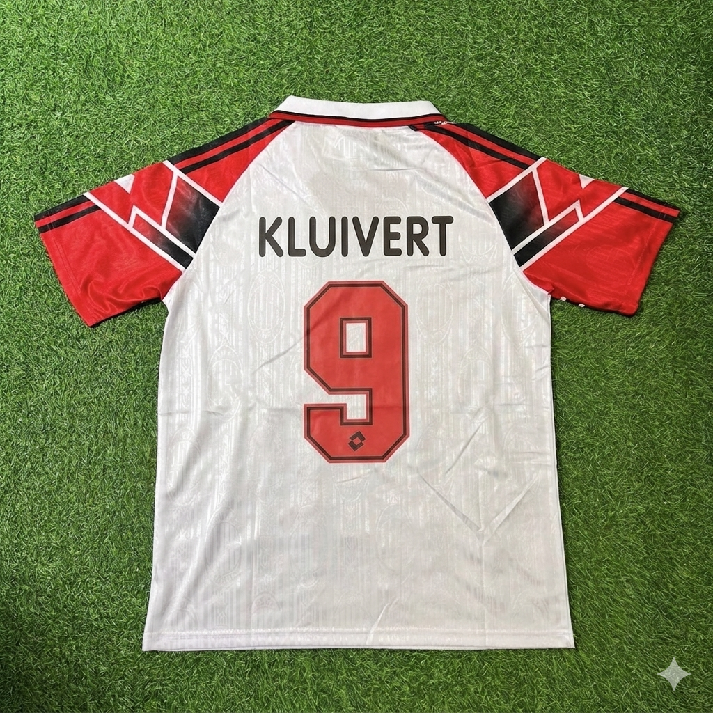 Patrick Kluivert #9 AC Milan 1997 Away Retro Football Jersey Kit