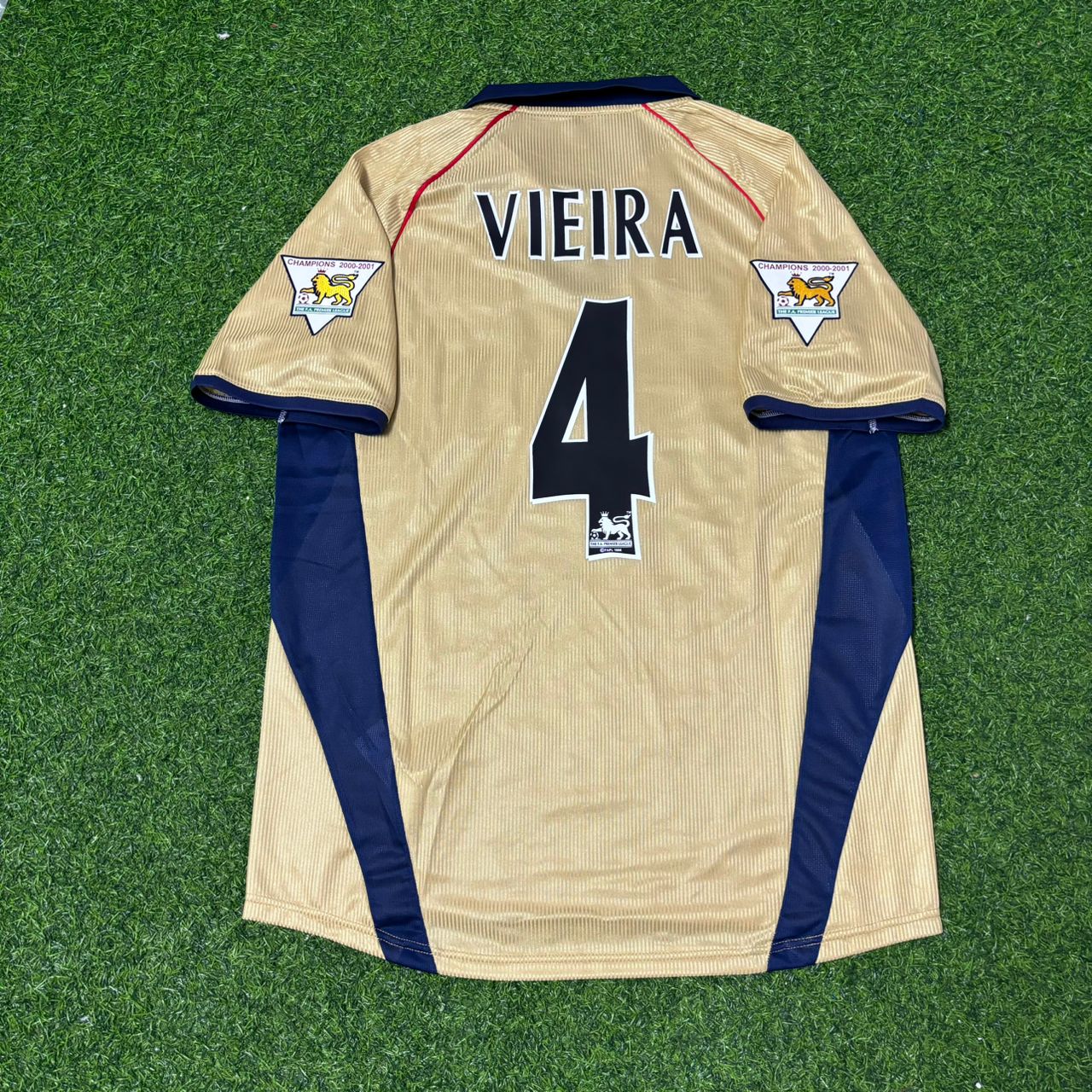 Patrick Vieira #4 Arsenal 2001-2002 Away Golden Retro Football Jersey Kit