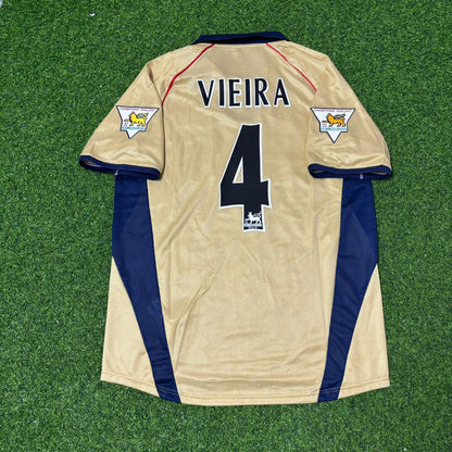 Patrick Vieira #4 Arsenal 2001-2002 Away Golden Retro Football Jersey Kit