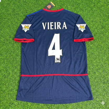 Patrick Vieira 4- Arsenal 2002-2004 Black Blue o2 Retro Football Jersey Kit