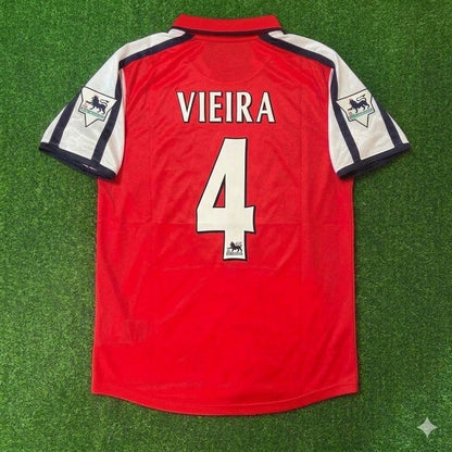 Patrick Vieira #4 Arsenal 1999-2002 Red White Retro Football Jersey