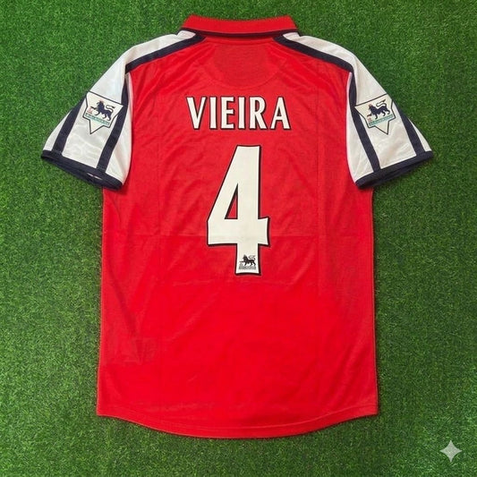 Patrick Vieira #4 Arsenal 1999-2002 Red White Retro Football Jersey