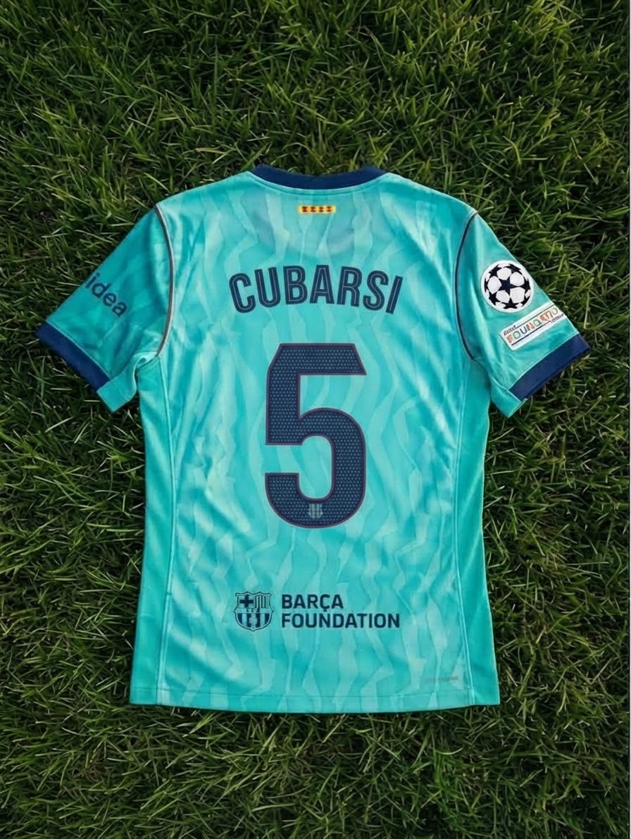 Pau Cubarsi #5 Barcelona 2026-2027 Third Champions League Patch Football Jersey