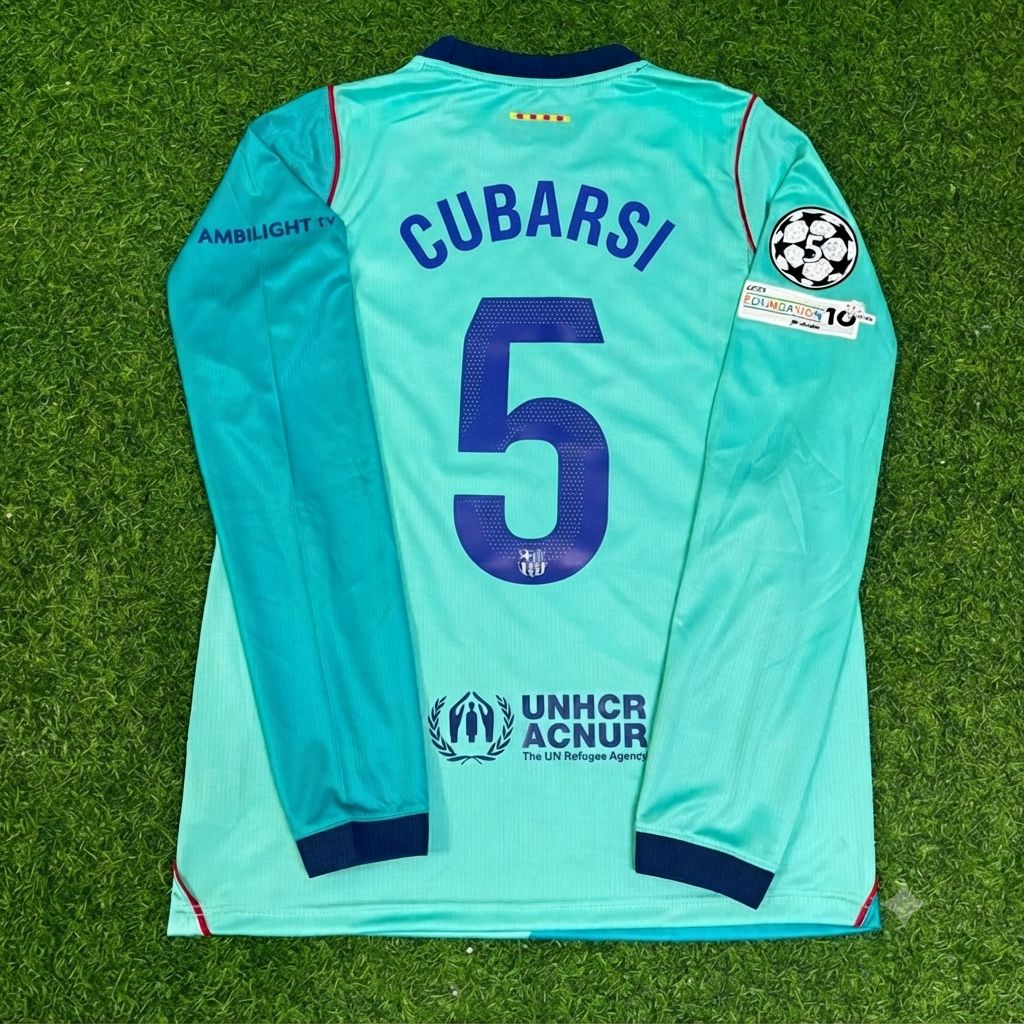 Pau Cubarsi #5 Barcelona 2027 Long Sleeve Football Jersey
