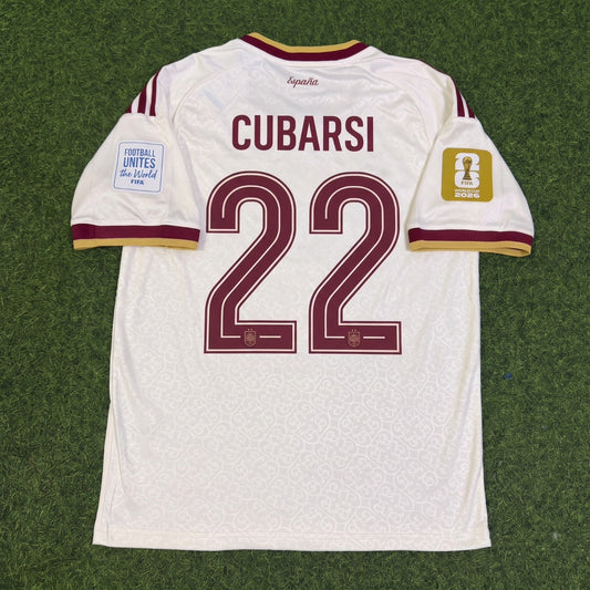 Spain Pau Cubarsi #22 Two Star 2026 World Cup Champions Away Football Jersey