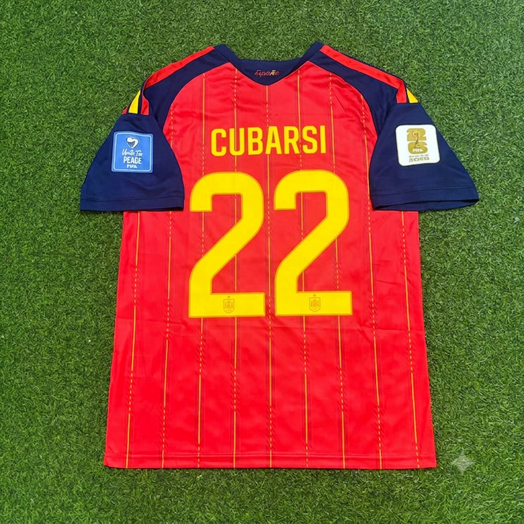 Spain World Cup 2026 Pau Cubarsi #22 Home Football Jersey