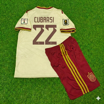Spain World Cup 2026 Pau Cubarsi #22 Away Kids Football Jersey