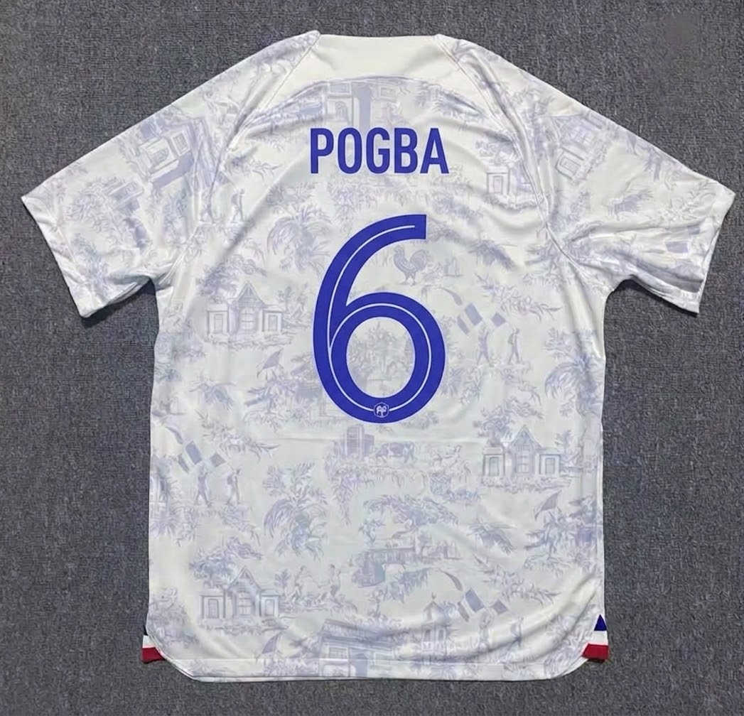 France World Cup 2022 Paul Pogba #6 Away Retro Football Jersey