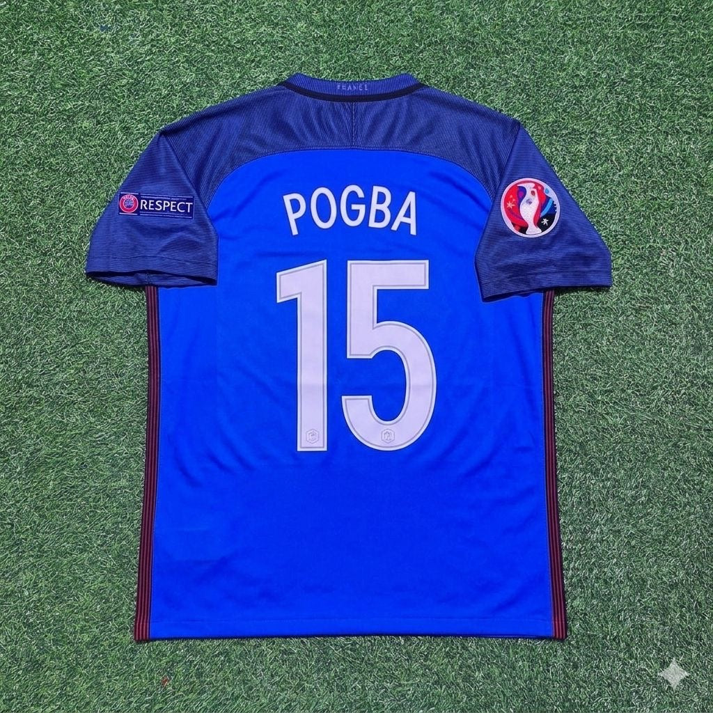 France EURO 2016 Paul Pogba #15 Home Retro Football Jersey