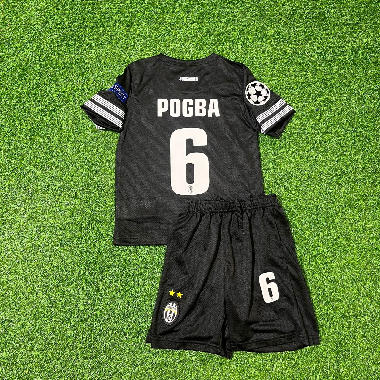 Paul Pogba Juventus 2012 2013 Kids Black Retro Football Jersey Kit