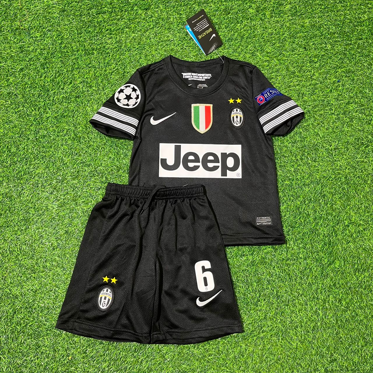 Paul Pogba Juventus 2012 2013 Kids Black Retro Football Jersey Kit