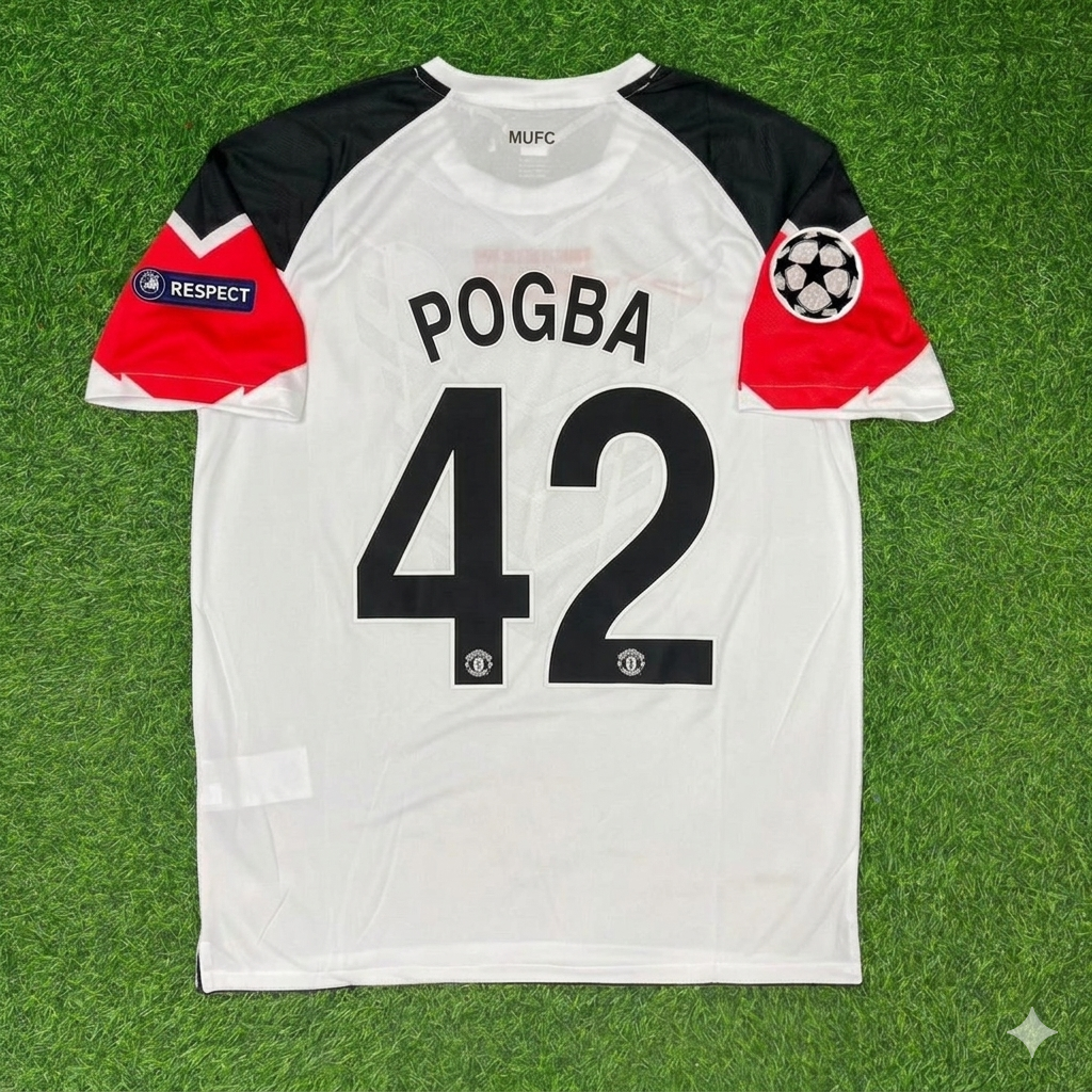Paul Pogba #42 Manchester United 2011 Champions League Final White Football Jersey Kit
