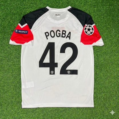 Paul Pogba #42 Manchester United 2011 Champions League Final White Football Jersey Kit