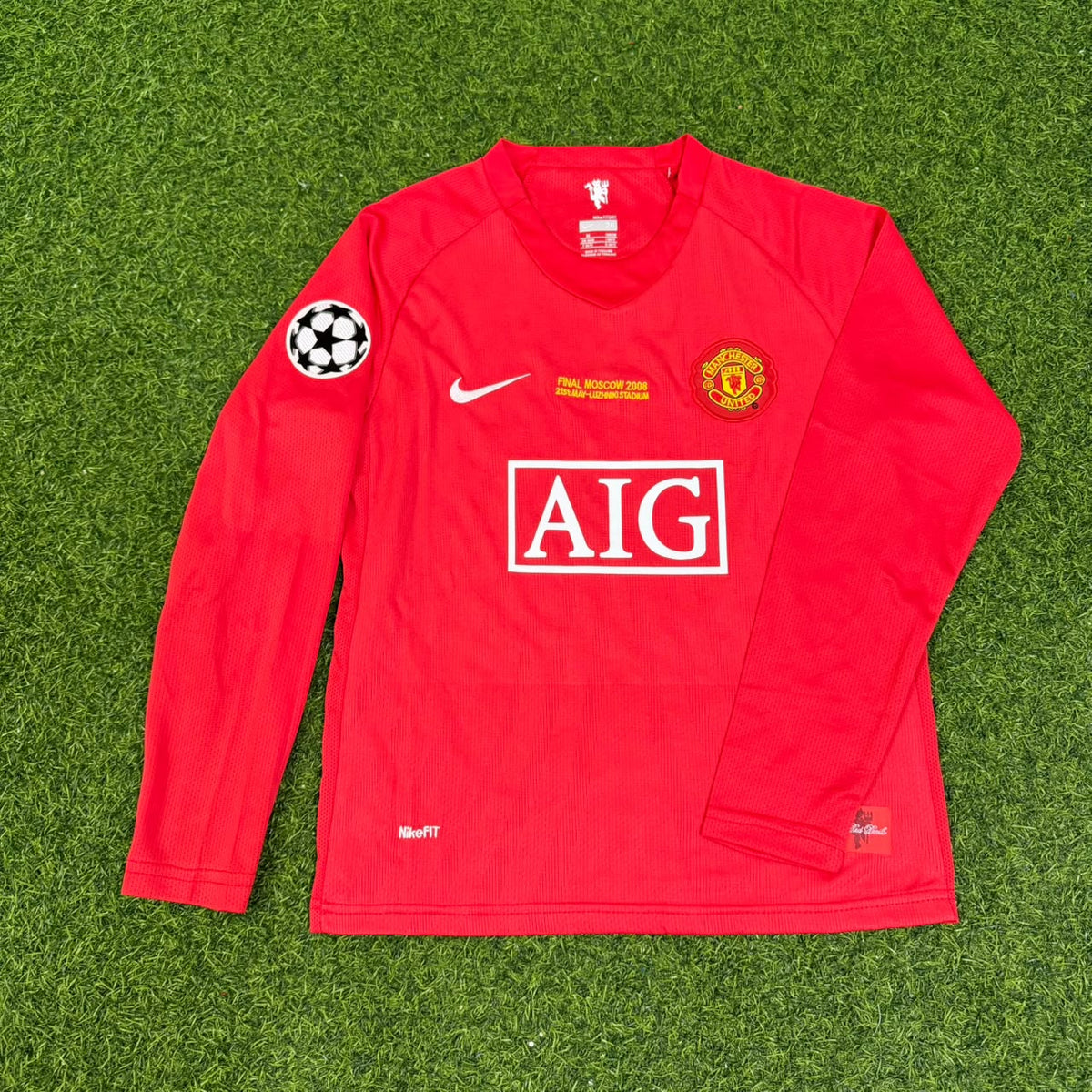 Paul Scholes Manchester United 2008 Champions Leage Final Kids Retro Long Sleeve Football Jersey Kit
