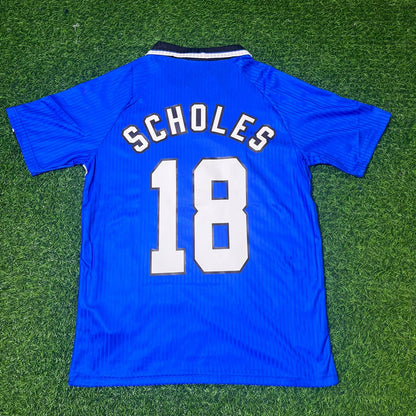 Paul Scholes Manchester United 1996/1997 Blue Retro Football Jersey Kit